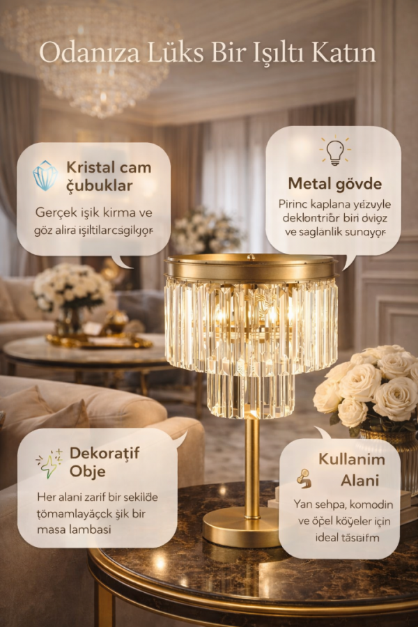 ABJ-RU001 Eskitme Mat Gold Tek Ayaklı Kristal Taşlı Metal Abajur ABJ-RU001 Eskitme Mat Gold Tek Ayaklı Kristal Taşlı Metal Abajur