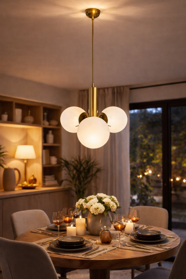 Vinner Mirello 3L Gold Cam Küre Sarkıt Avize – Modern Salon Aydınlatma