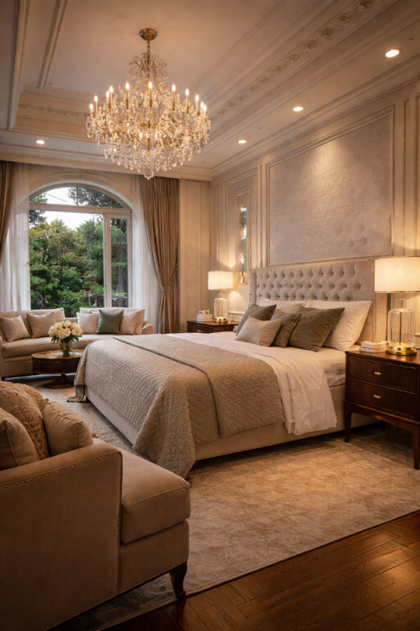 Rouen Gold Ayaklı Modern Özel Tasarım Cam Abajur - Gold Şeritli Krem