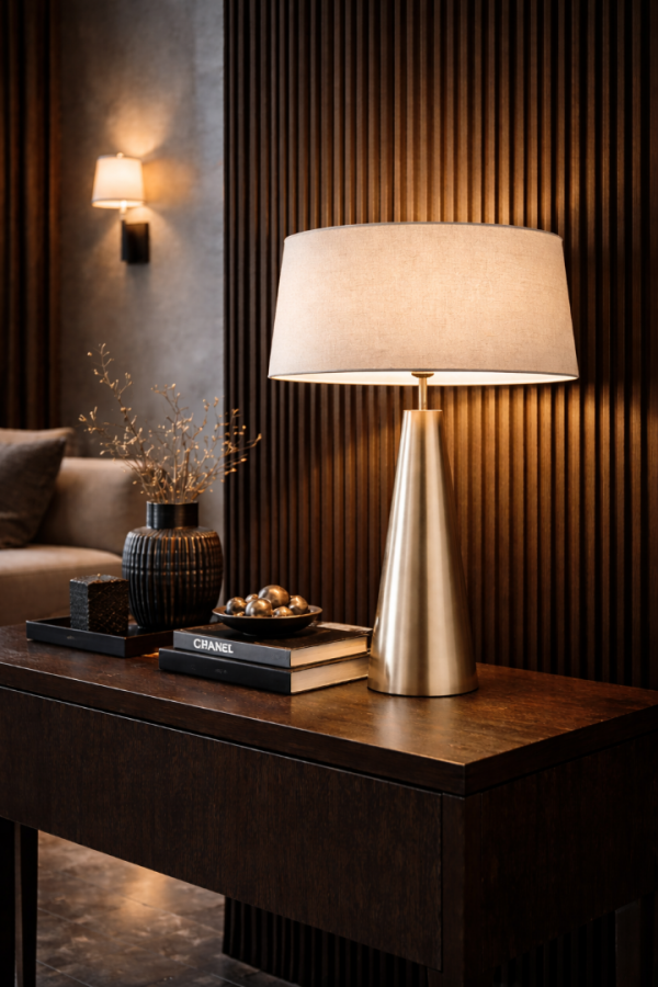 Vinner Belfort Champagne Modern Abajur – Keten Şapkalı Lüks Masa Lambası 