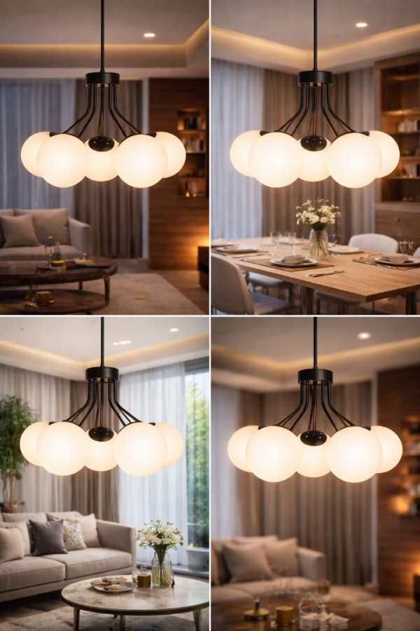 AVZ-TR04 Statik Siyah 5xe27 Duylu Metal Avize AVZ-TR04 Statik Siyah 5xe27 Duylu Metal Avize