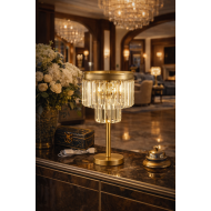ABJ-RU001 Eskitme Mat Gold Tek Ayaklı Kristal Taşlı Metal Abajur