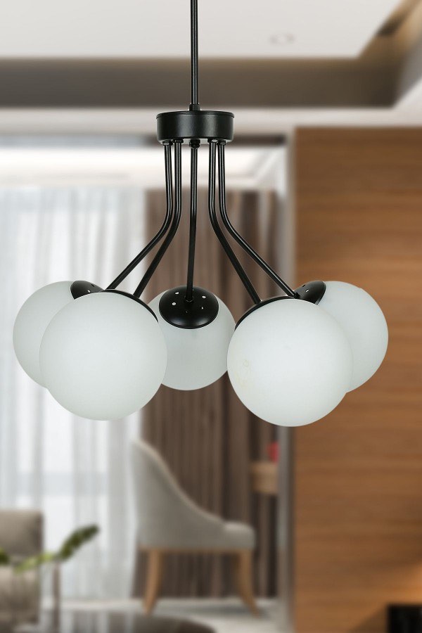 AVZ-TR04 Statik Siyah 5xe27 Duylu Metal Avize