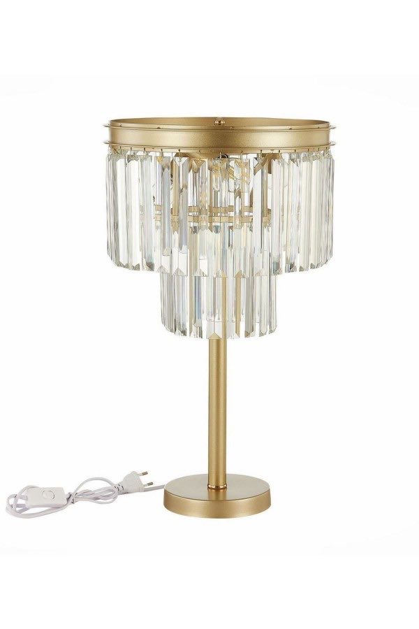 ABJ-RU001 Eskitme Mat Gold Tek Ayaklı Kristal Taşlı Metal Abajur ABJ-RU001 Eskitme Mat Gold Tek Ayaklı Kristal Taşlı Metal Abajur