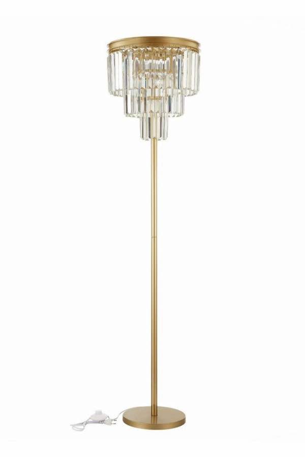 LMD-RU001 Eskitme Mat Gold Tek Ayaklı Kristal Taşlı Metal Lambader LMD-RU001 Eskitme Mat Gold Tek Ayaklı Kristal Taşlı Metal Lambader