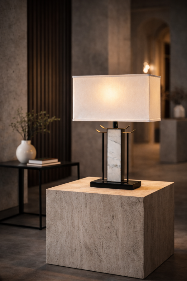 Vinner AXIS Mermer Gövdeli Modern Abajur – Premium Mimari Tasarım