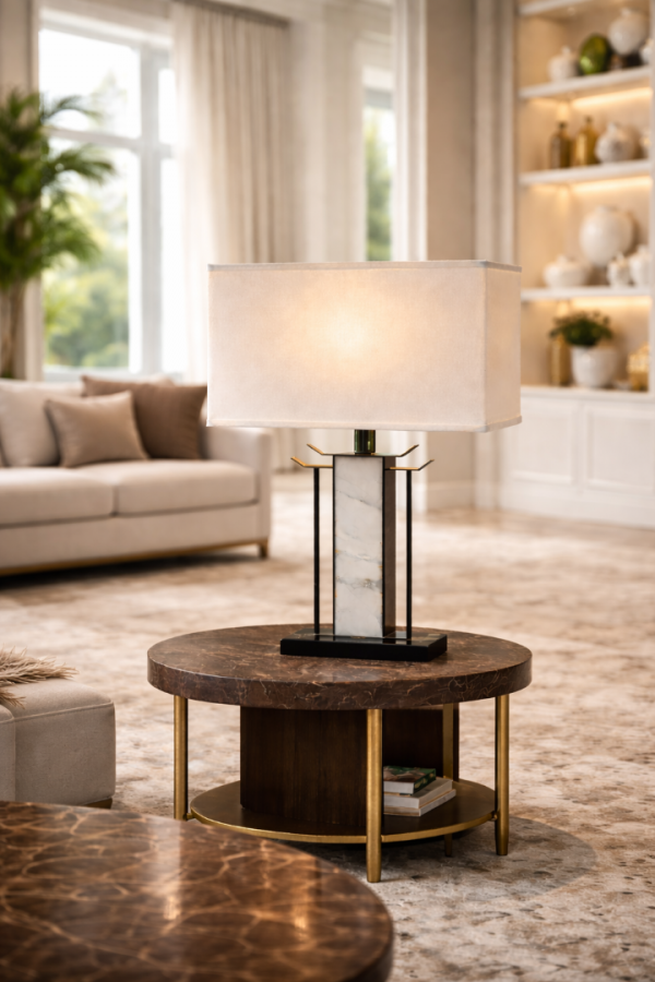 Vinner AXIS Mermer Gövdeli Modern Abajur – Premium Mimari Tasarım