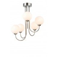 Avz-pe03 E27x5 Duylu Krom Kaplama Metal Glop Camlı Avize