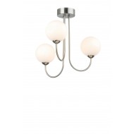 Avz-pe02 E27x3 Duylu Krom Kaplama Metal Glop Camlı Avize