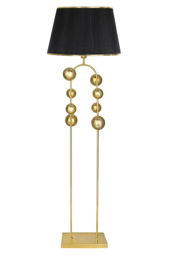 Cabil Gold Kaplama Metal Lambader - Gold Şeritli Siyah Organze Cabil Gold Kaplama Metal Lambader - Gold Şeritli Siyah Organze