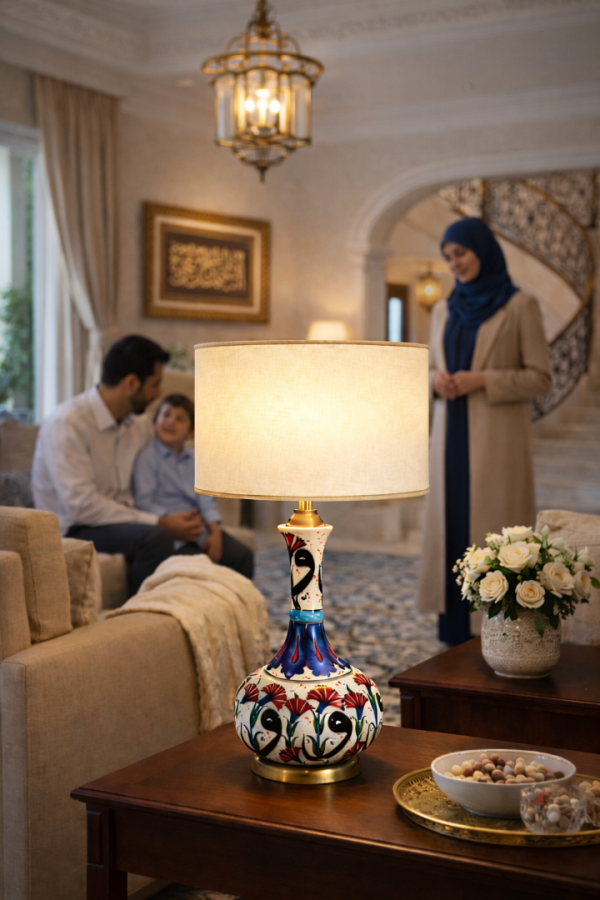 İZNIK AURA | IA-01 El İşçiliği Seramik Gövdeli Silindir Şapkalı Abajur İZNIK AURA | IA-01 El İşçiliği Seramik Gövdeli Silindir Şapkalı Abajur