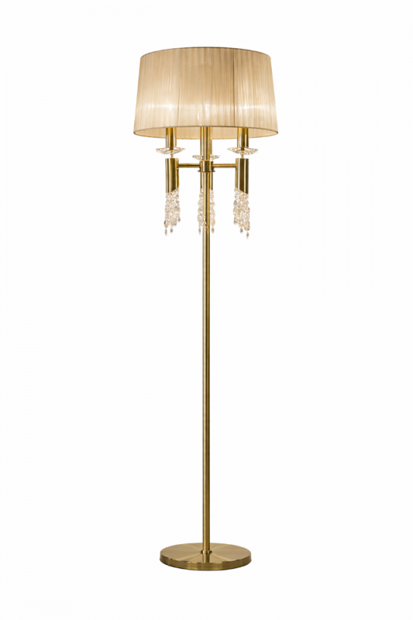 NOIRE Mat Gold Kristalli Art Deco Lambader | Salon Aydınlatması