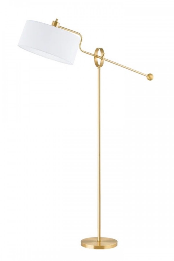 Atelier Libra 155 Modern Gold Lambader – E27 Duy, 155 cm, Beyaz Keten Şapkalı Metal Gövde Salon & Otel Aydınlatması