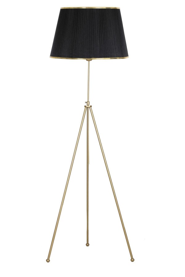 Noa Eskitme Tripod Boyu Ayarlanabilir Metal Lambader - Gold Şeritli Organze Siyah Noa Eskitme Tripod Boyu Ayarlanabilir Metal Lambader - Gold Şeritli Organze Siyah