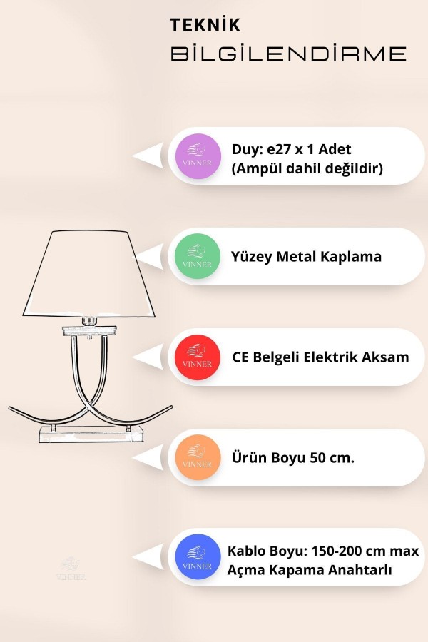 Koch Eskitme Mat Gold Kaplama Metal Abajur - Çuval Bezi Efektli
