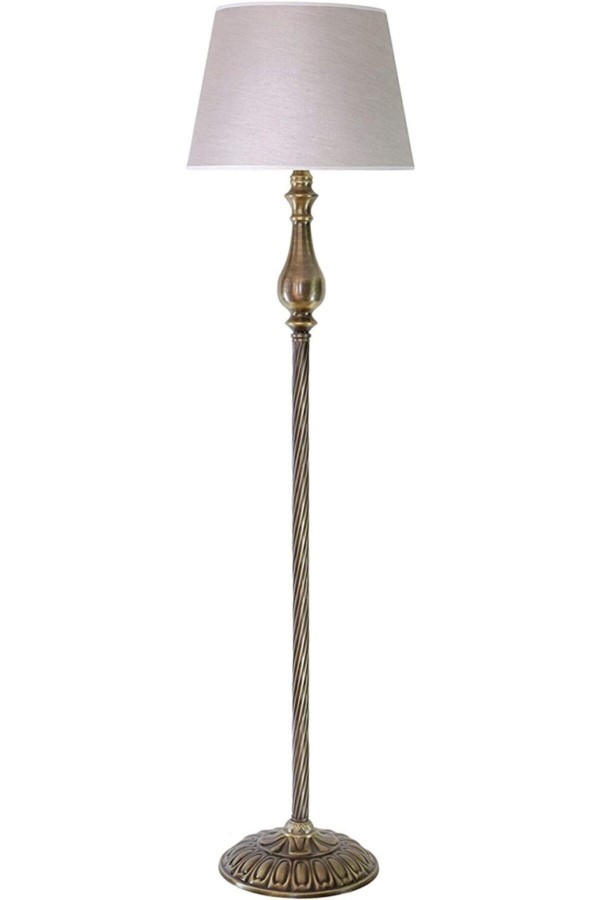 Eskitme Kaplama Burgulu Modern Metal Lambader - Başlık rengi Bej’dir.