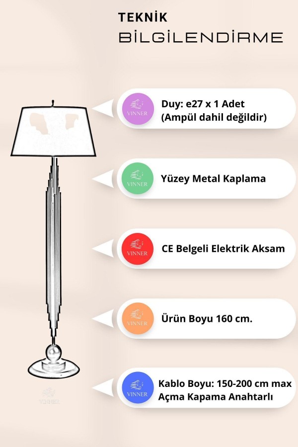 Marche Eskitme Mat Gold Kaplama Metal Lambader - Sarı Kırçıl Marche Eskitme Mat Gold Kaplama Metal Lambader - Sarı Kırçıl