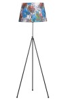 Noa Siyah Kaplama Tripod Boyu Ayarlanabilir Metal Lambader - Flowers Desenli