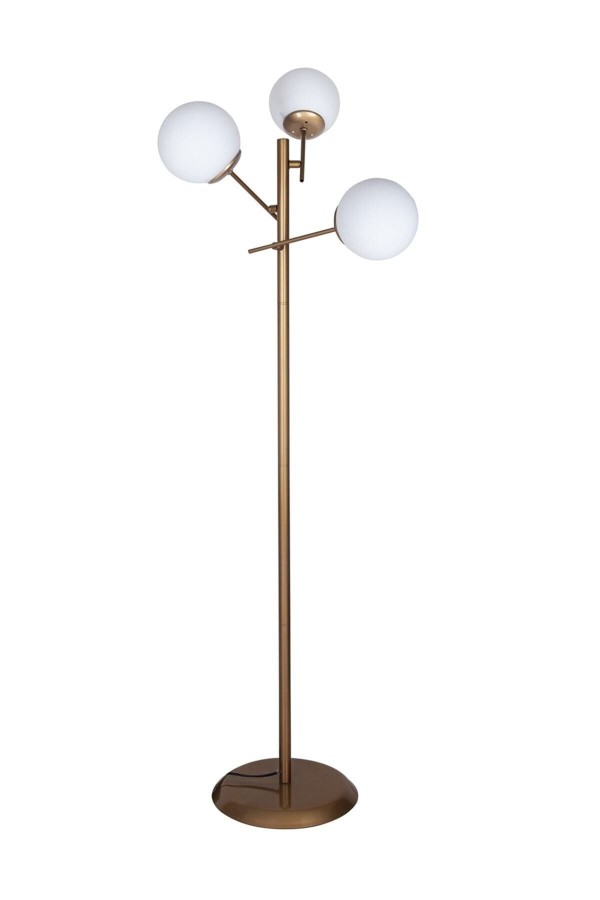 Mk-gl01 Eskitme Mat Gold Üçlü Glop Camlı Metal Lambader Mk-gl01 Eskitme Mat Gold Üçlü Glop Camlı Metal Lambader