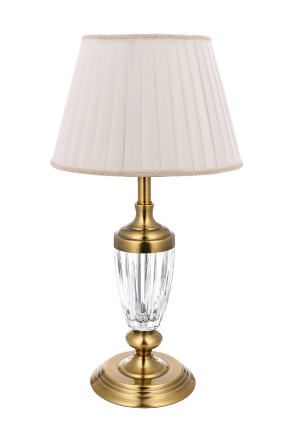 Bronz Renk Kaplama Gece Lambası, Kristal Detaylı Modern Abajur Krem Pileli Başlık Bronz Renk Kaplama Gece Lambası, Kristal Detaylı Modern Abajur Krem Pileli Başlık