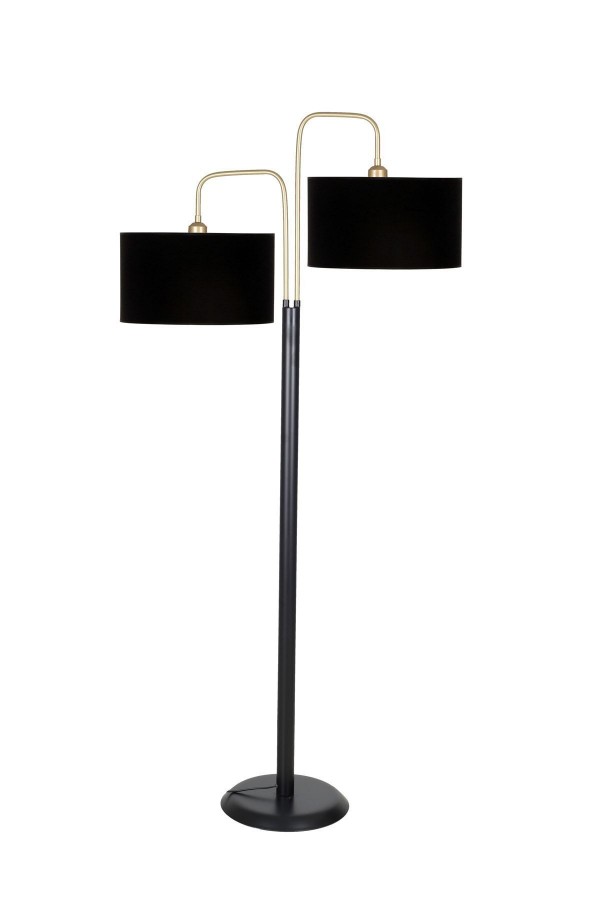 Twins Statik Siyah Eskitme Mat Gold Detaylı Metal Lambader - Siyah Twins Statik Siyah Eskitme Mat Gold Detaylı Metal Lambader - Siyah