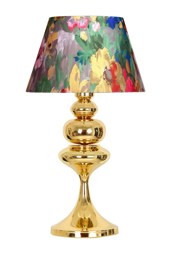 Balance Gold Kaplama Metal Özel Tasarım Abajur - Violet Desenli Balance Gold Kaplama Metal Özel Tasarım Abajur - Violet Desenli