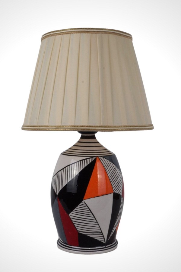 Luxury Series Origami Porselen Abajur - Pileli Krem