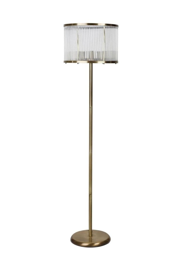 Crystal Eskitme Mat Gold Kaplama Tek Ayaklı Metal Lambader