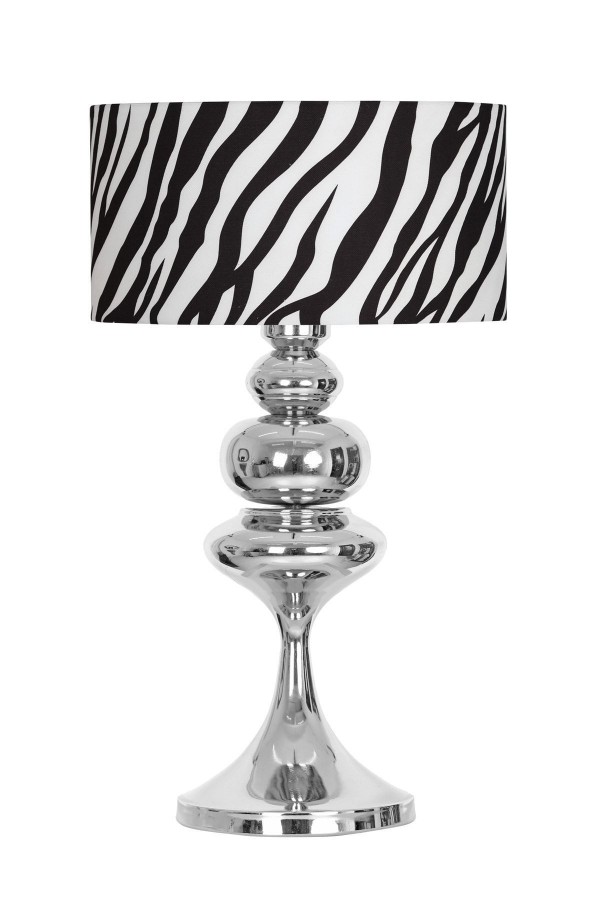 Balance Krom Kaplama Özel Tasarım Metal Abajur - Zebra Desenli Balance Krom Kaplama Özel Tasarım Metal Abajur - Zebra Desenli