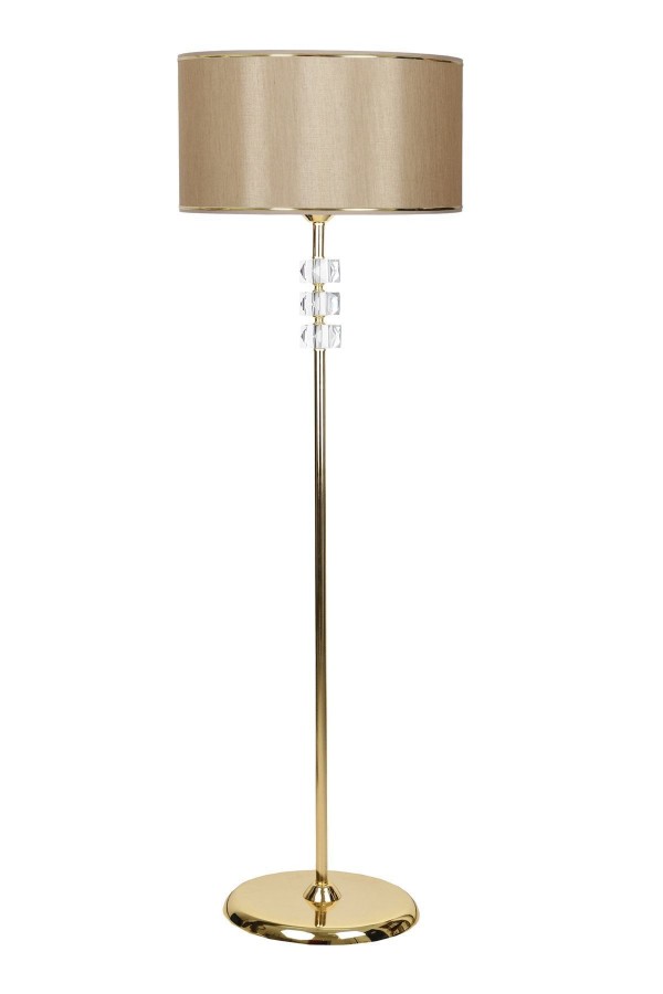 Lille Gold Kaplama Üçlü Kare Kristal Detaylı Metal Lambader - Gold Şeritli Vizon Lille Gold Kaplama Üçlü Kare Kristal Detaylı Metal Lambader - Gold Şeritli Vizon
