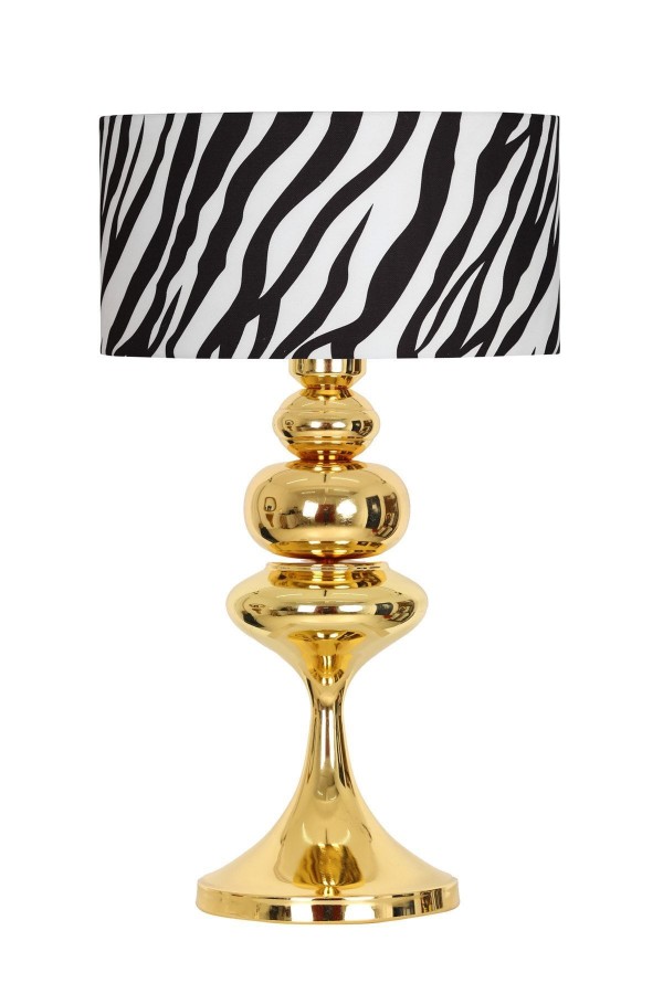 Balance Gold Kaplama Metal Özel Tasarım Abajur - Zebra Desenli Balance Gold Kaplama Metal Özel Tasarım Abajur - Zebra Desenli