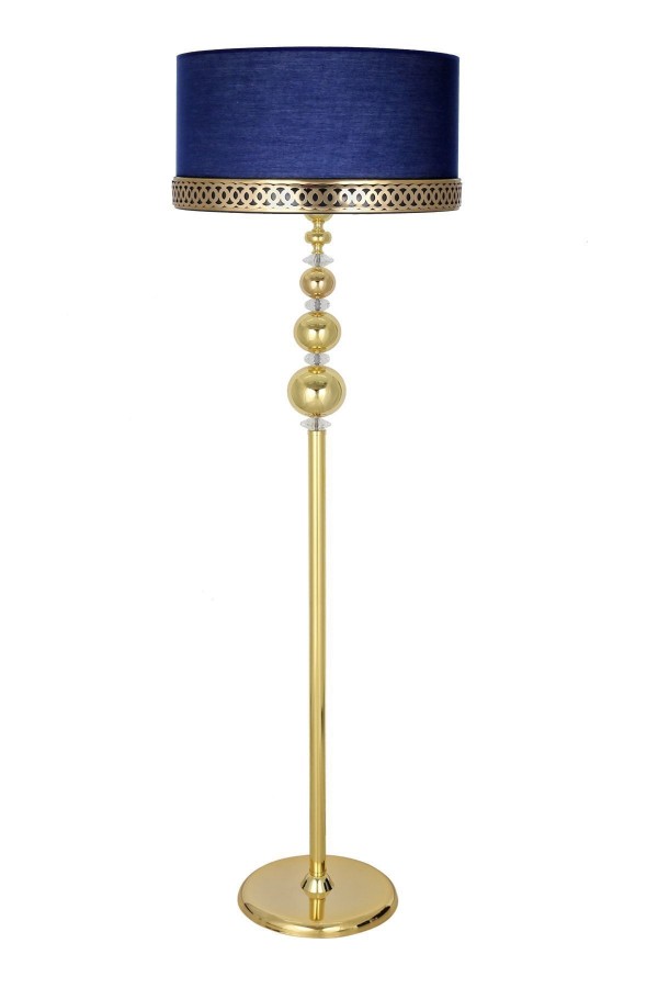 Kristal Taşlı Üçlü Küre Gold Kaplama Metal Lambader - Gold Şeritli Lacivert Kristal Taşlı Üçlü Küre Gold Kaplama Metal Lambader - Gold Şeritli Lacivert