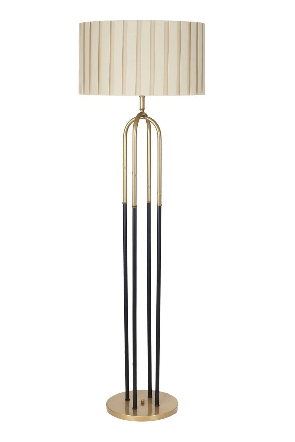 Houston Eskitme  Mat Gold Detaylı Metal Lambader - Krem Kırma