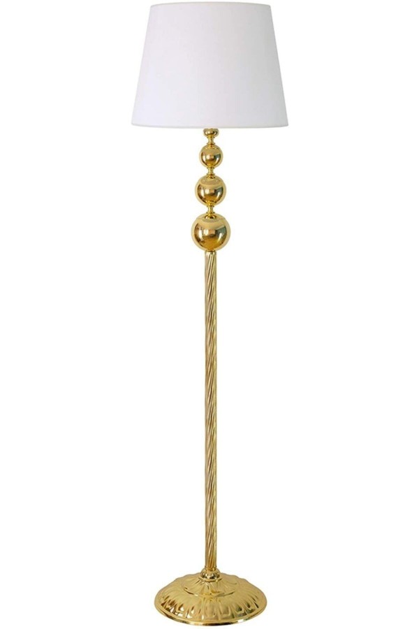 Gold Kaplama Üçlü Küre Modern Metal Lambader - Başlık rengi Beyaz'dır.