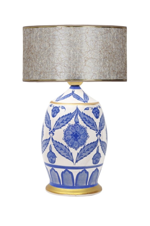 Handmade Ceramic Botanical Özel Tasarım Abajur - Gold Şeritli Sarı Kırçıl Handmade Ceramic Botanical Özel Tasarım Abajur - Gold Şeritli Sarı Kırçıl