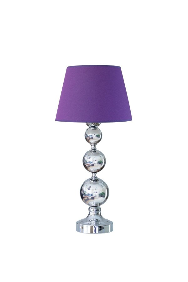 Silver Kaplama 3'lü Küre Abajur - Mor Silver Kaplama 3'lü Küre Abajur - Mor