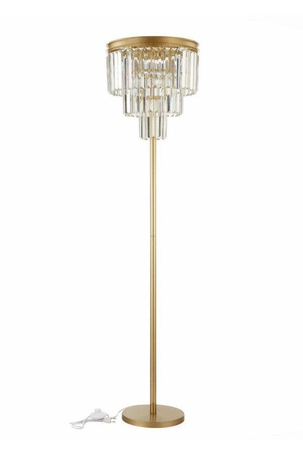LMD-RU001 Eskitme Mat Gold Tek Ayaklı Kristal Taşlı Metal Lambader LMD-RU001 Eskitme Mat Gold Tek Ayaklı Kristal Taşlı Metal Lambader