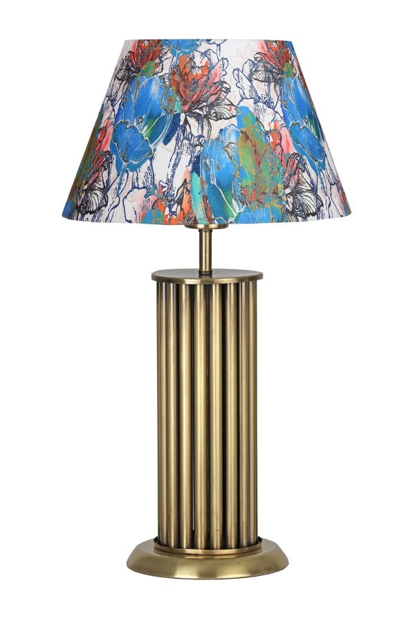 Odeon Eskitme Kaplama Retro Özel Tasarım Metal Çubuk Abajur - Flowers Desenli Odeon Eskitme Kaplama Retro Özel Tasarım Metal Çubuk Abajur - Flowers Desenli
