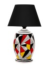 Handmade Geometric Coated Özel Tasarım Abajur - Krom Şeritli Gri Handmade Geometric Coated Özel Tasarım Abajur - Krom Şeritli Gri