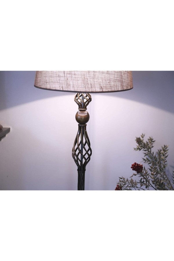 Eskitme Kaplama Şelale Modern Metal Lambader - Başlık rengi Çuval Bezi'dir.