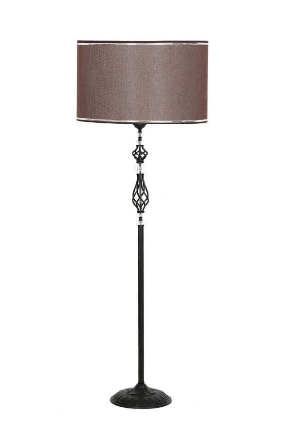 Siyah Kaplama Helezon Kristal Metal Tek Ayaklı Lambader Krom Şeritli Başlık Rengi Koyu Kahve Siyah Kaplama Helezon Kristal Metal Tek Ayaklı Lambader Krom Şeritli Başlık Rengi Koyu Kahve