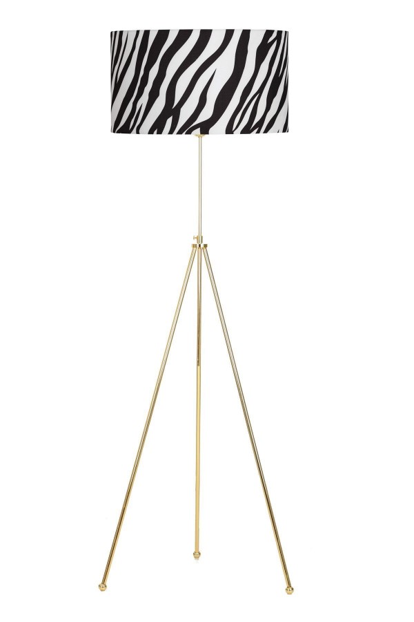 Noa Gold Kaplama Tripod Boyu Ayarlanabilir Metal Lambader - Zebra Desenli Noa Gold Kaplama Tripod Boyu Ayarlanabilir Metal Lambader - Zebra Desenli