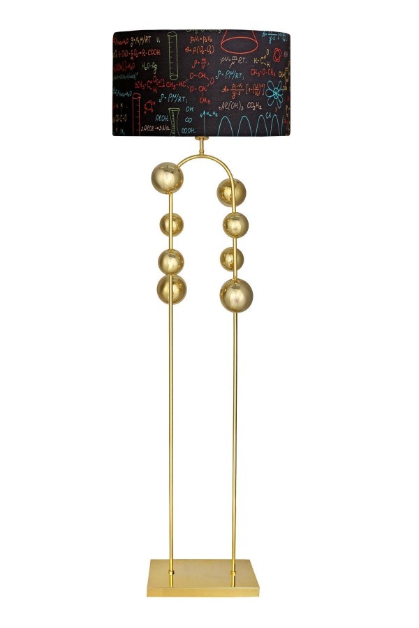 Cabil Gold Kaplama Metal Lambader - Kimya Desenli