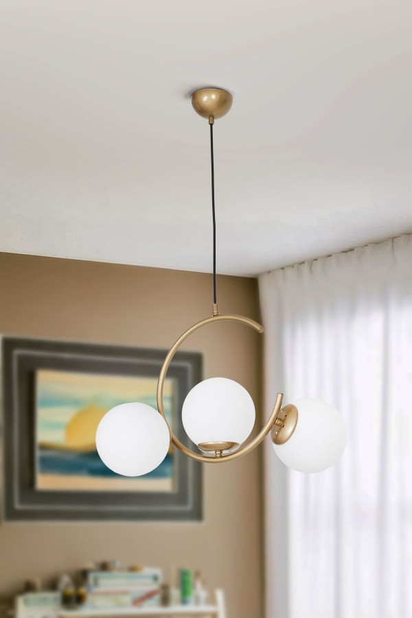 Lima 3lü Eskitme Mat Gold Beyaz Camlı Modern Genç Odası Yemek Masası Üstü Salon Avize Lima 3lü Eskitme Mat Gold Beyaz Camlı Modern Genç Odası Yemek Masası Üstü Salon Avize