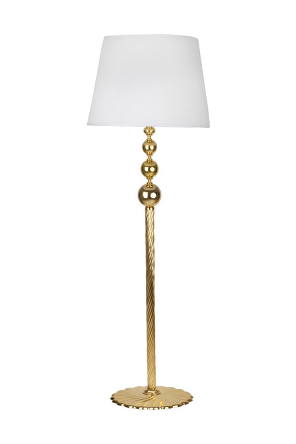 Gold Kaplama Üçlü Küre Paslanmaz Metal Modern Lambader - Beyaz