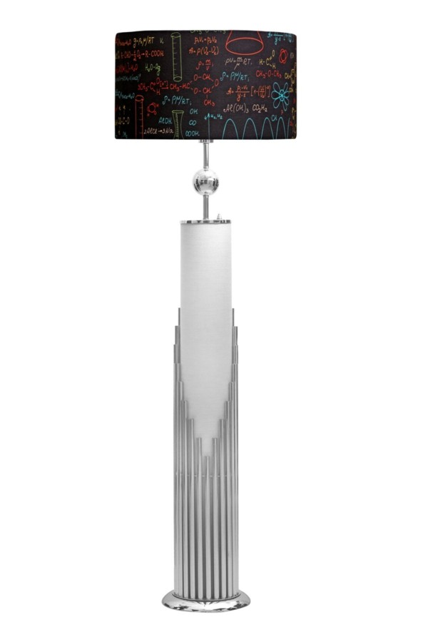 Doha Krom Kaplama Gövde Işıklı Özel Tasarım Metal Lambader Kimya Desenli Doha Krom Kaplama Gövde Işıklı Özel Tasarım Metal Lambader Kimya Desenli