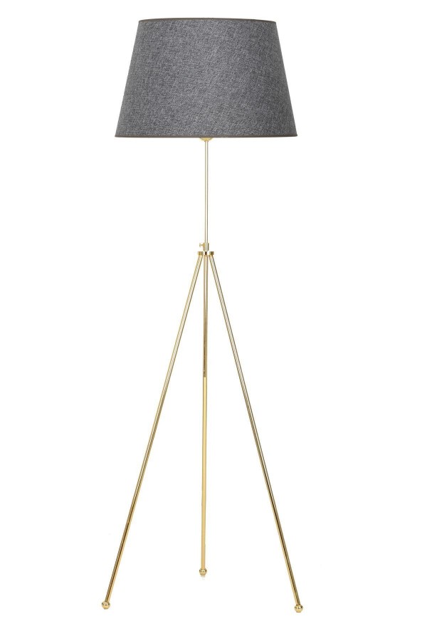 Noa Gold Kaplama Tripod Boyu Ayarlanabilir Metal Lambader - Hasır Gri Noa Gold Kaplama Tripod Boyu Ayarlanabilir Metal Lambader - Hasır Gri