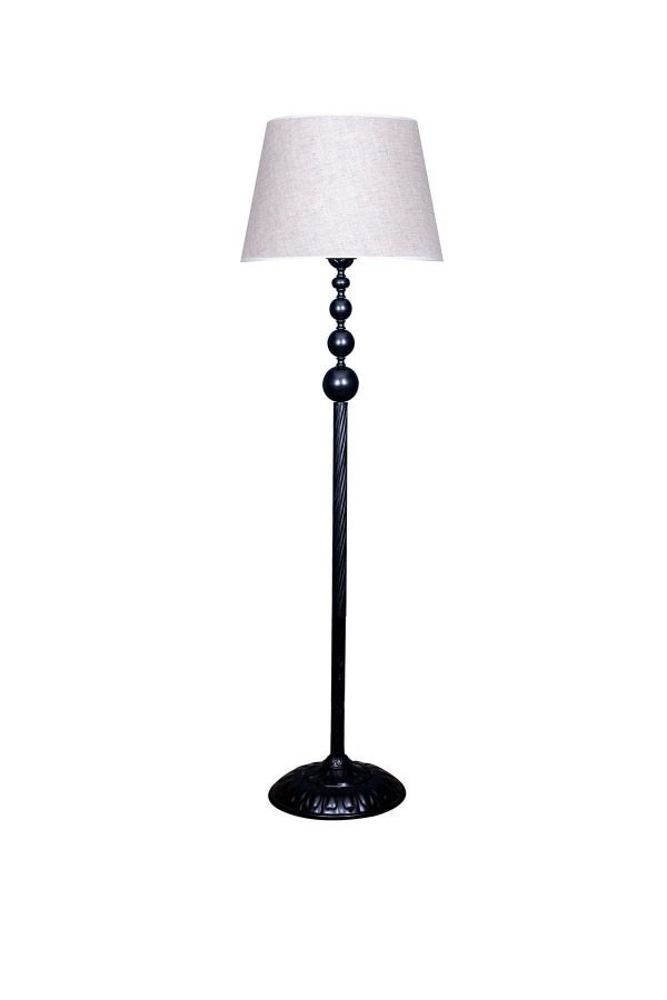 Siyah Kaplama Üçlü Küre Paslanmaz Metal Modern Lambader - Beyaz Kırçıl Siyah Kaplama Üçlü Küre Paslanmaz Metal Modern Lambader - Beyaz Kırçıl