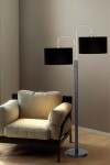 Twins Statik Siyah Eskitme Mat Gold Detaylı Metal Lambader - Siyah Twins Statik Siyah Eskitme Mat Gold Detaylı Metal Lambader - Siyah