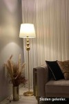Vega Gold Kaplama Üçlü Küre Metal Lambader - Gold Şeritli S Krem Vega Gold Kaplama Üçlü Küre Metal Lambader - Gold Şeritli S Krem